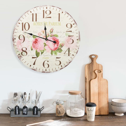 Wandklok vintage stijl 60 cm bloemen is nu te koop bij PeponiXL, paradijselijk wonen!