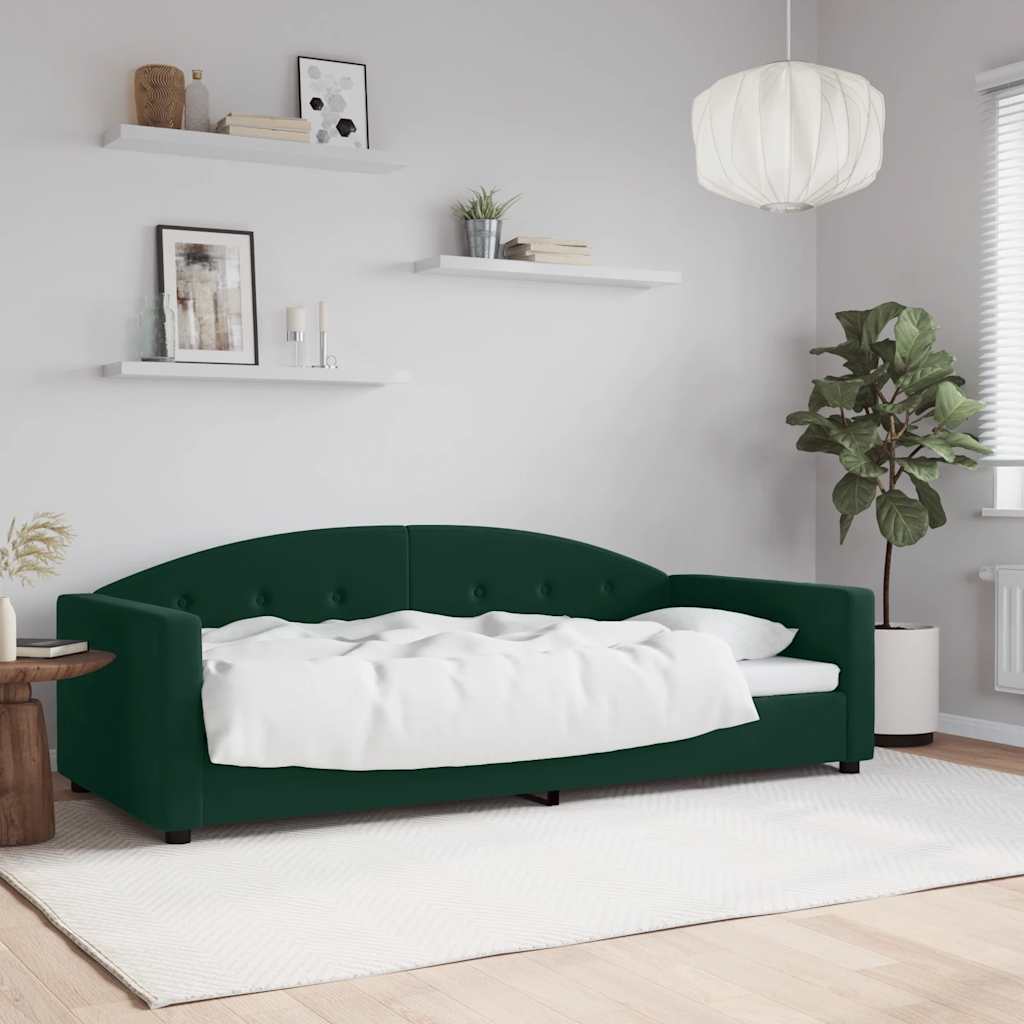Slaapbank 90x200 cm fluweel donkergroen is nu te koop bij PeponiXL, paradijselijk wonen!