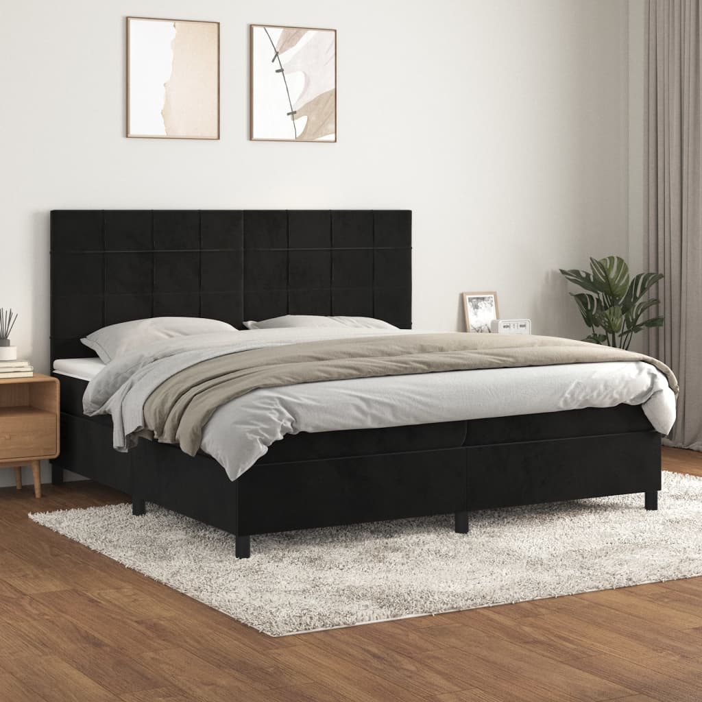 Boxspring met matras fluweel zwart 200x200 cm is nu te koop bij PeponiXL, paradijselijk wonen!