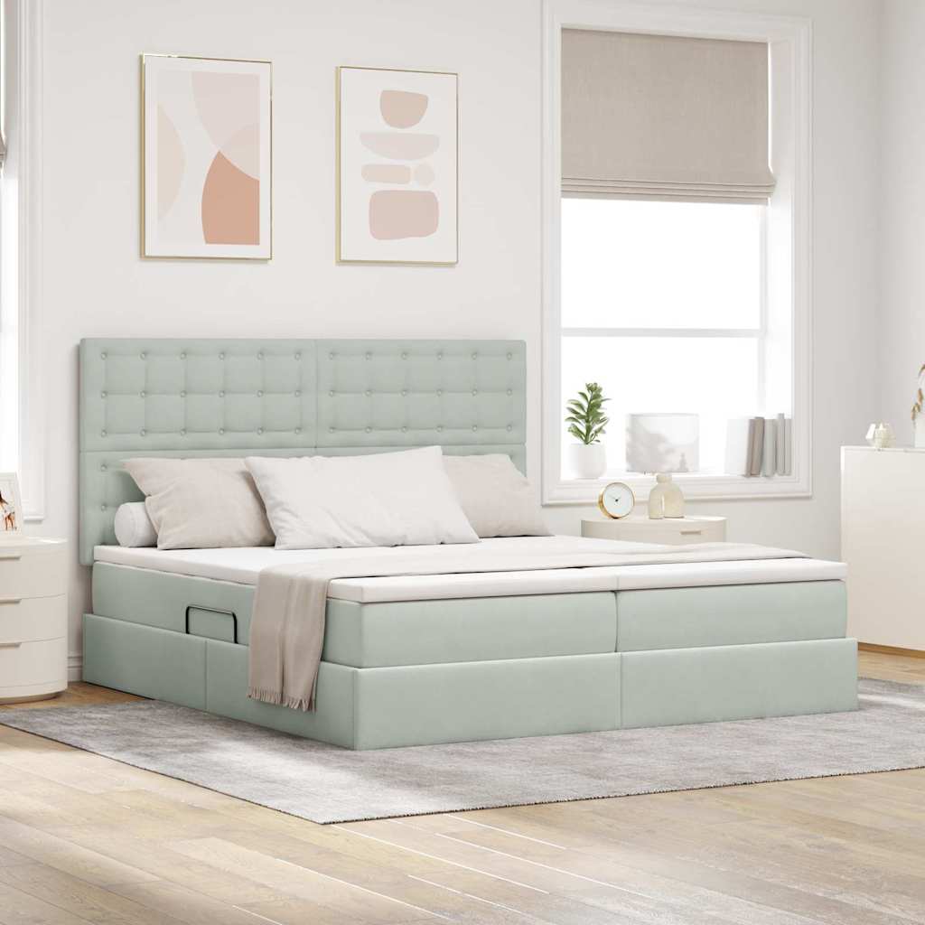 Opslag bed met matras Lichtgrijs 200 x 200 cm Fluweel is nu te koop bij PeponiXL, paradijselijk wonen!