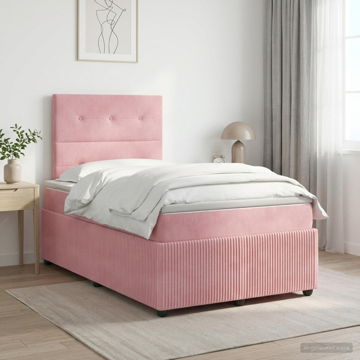 Boxspringbed met matras Roze 120 x 200 cm Fluweel is nu te koop bij PeponiXL, paradijselijk wonen!