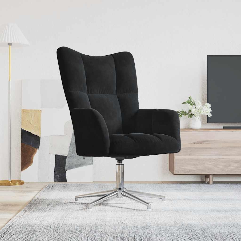 Relaxstoel fluweel zwart is nu te koop bij PeponiXL, paradijselijk wonen!