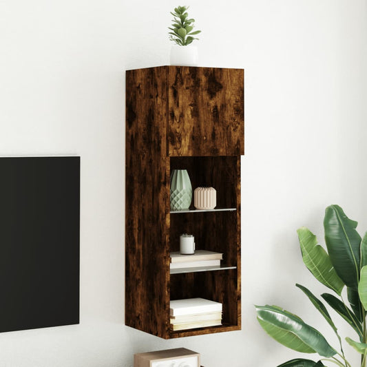 Tv-meubel LED-verlichting 30,5x30x90 cm gerookt eikenkleurig is nu te koop bij PeponiXL, paradijselijk wonen!