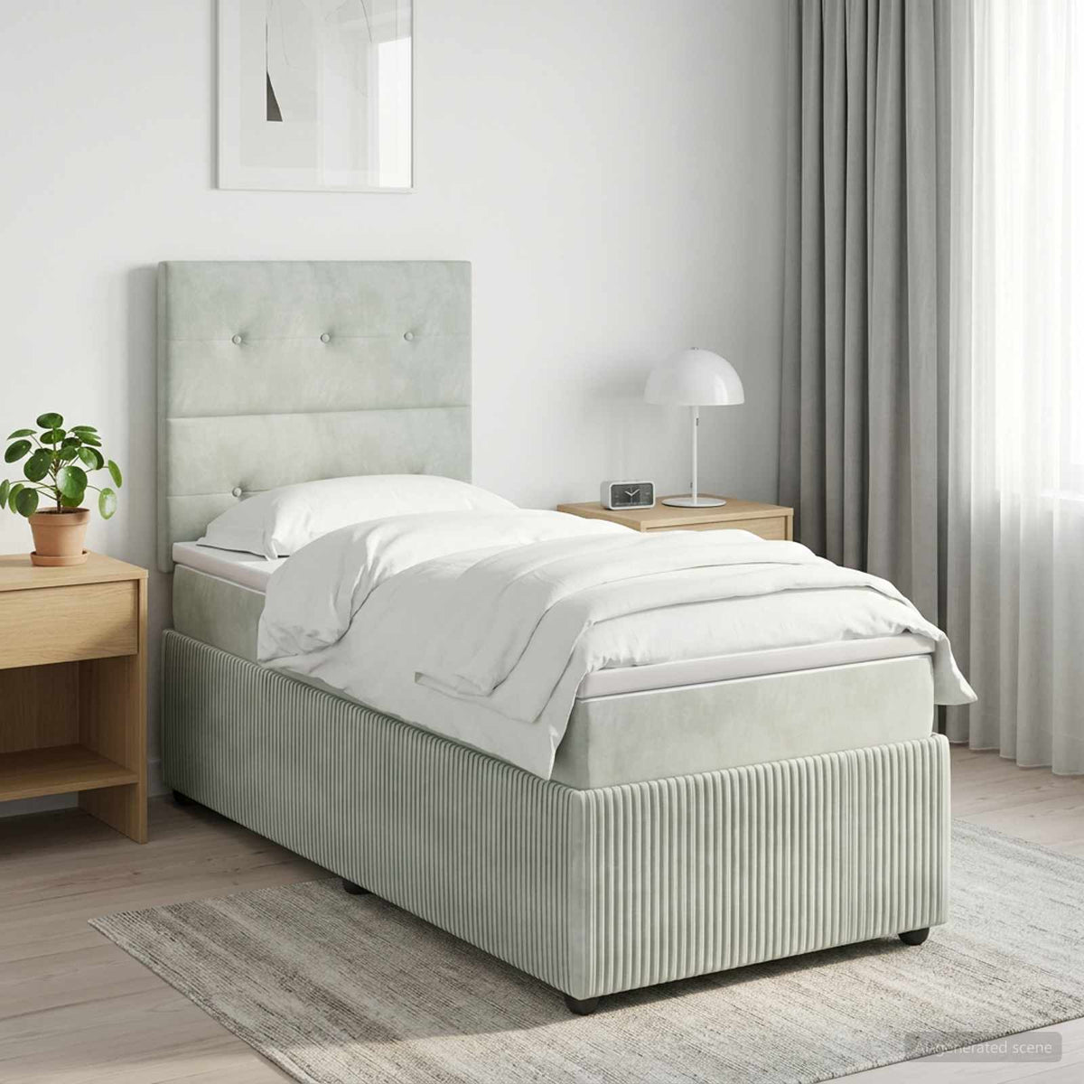 Boxspringbed met matras Lichtgrijs 80 x 200 cm Fluweel is nu te koop bij PeponiXL, paradijselijk wonen!