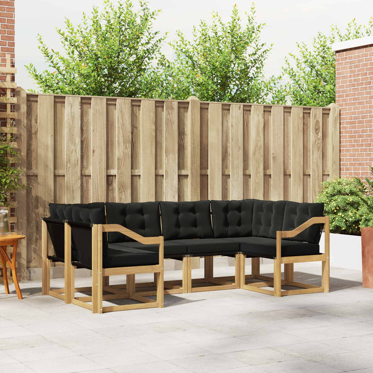 Buiten bankenset met kussen 6 pcs Wit en zwart is nu te koop bij PeponiXL, paradijselijk wonen!