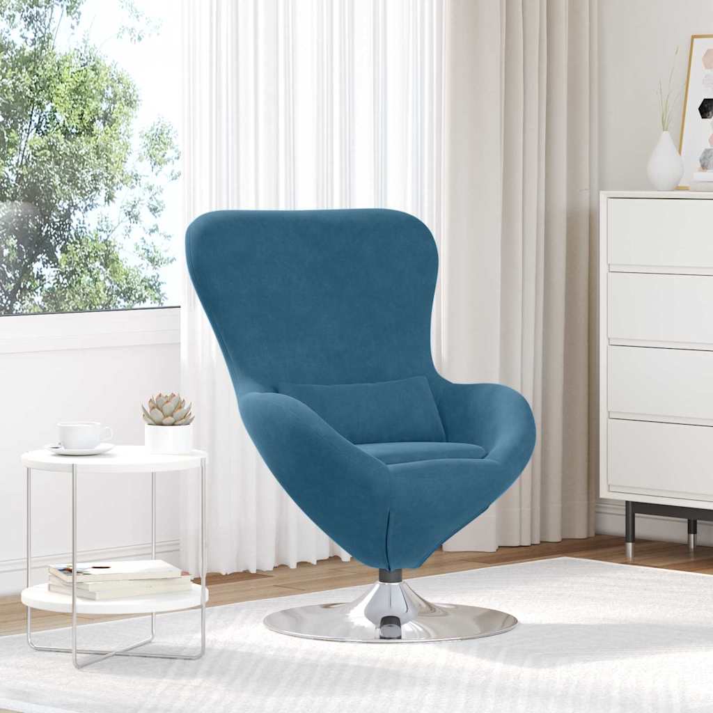 Eivormige stoel Blauw Fluweel is nu te koop bij PeponiXL, paradijselijk wonen!