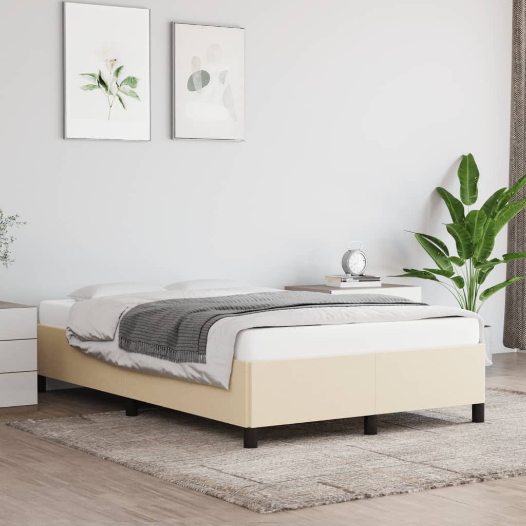 Bedframe zonder matras 120x190 cm stof crèmekleurig is nu te koop bij PeponiXL, paradijselijk wonen!