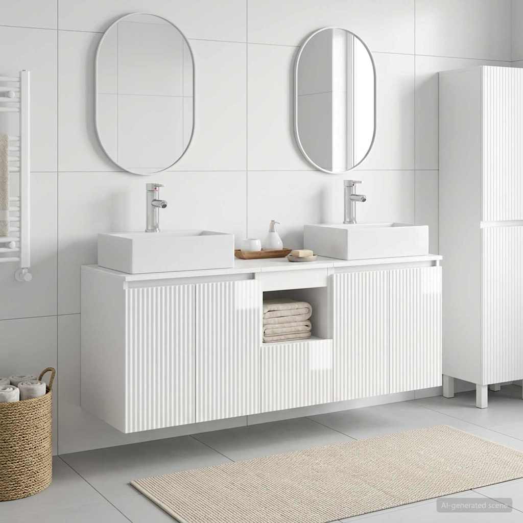 Badkamerkastenset 3 st Hoogglans Wit 49,5 x 41 x 62,5 cm is nu te koop bij PeponiXL, paradijselijk wonen!