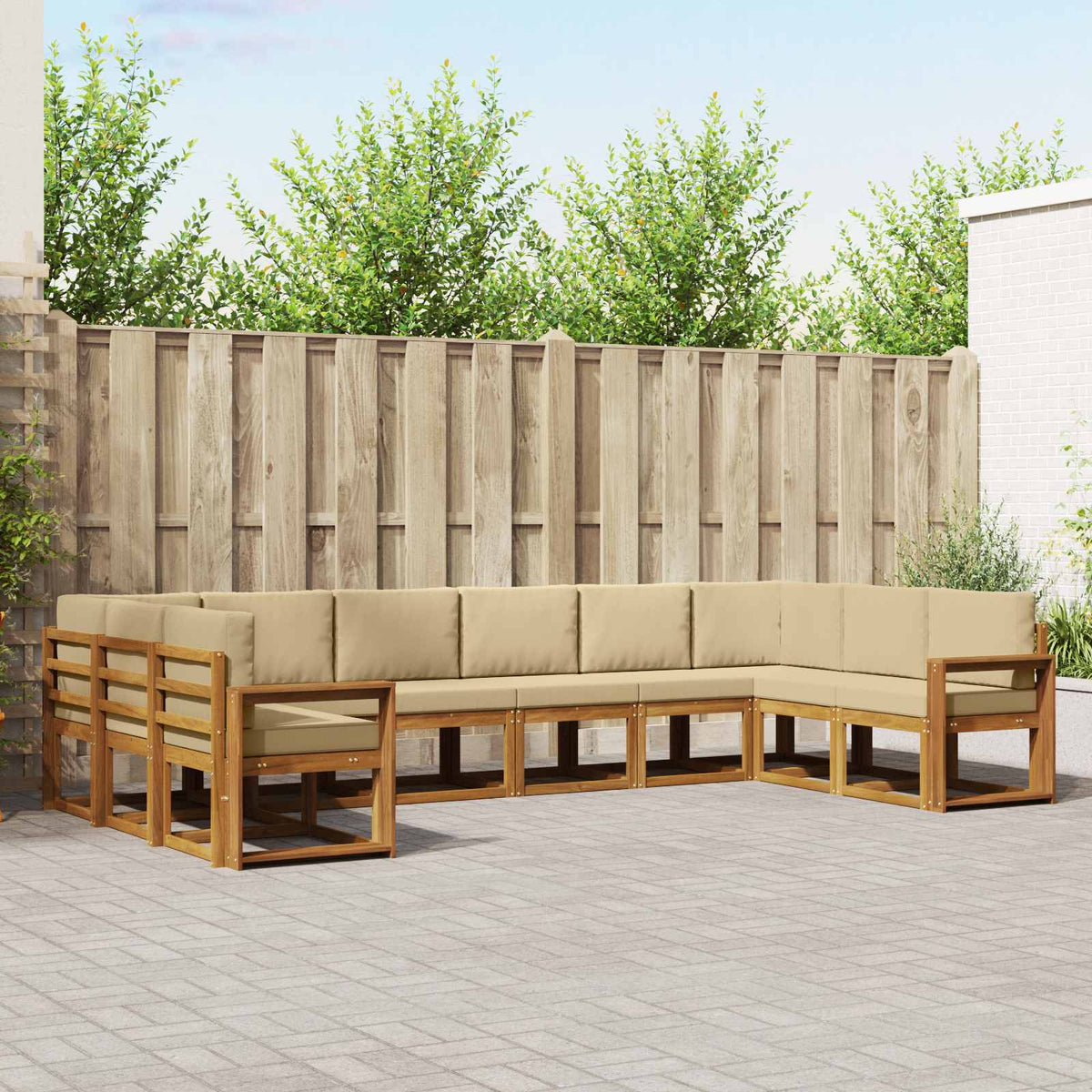 Buiten bankenset met kussen 10 pcs Natuurlijk en Beige is nu te koop bij PeponiXL, paradijselijk wonen!