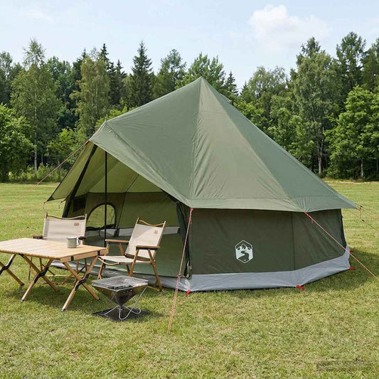 Tipi Tent Olijfgroen 400 x 400 x 250 cm Polyester en staal is nu te koop bij PeponiXL, paradijselijk wonen!