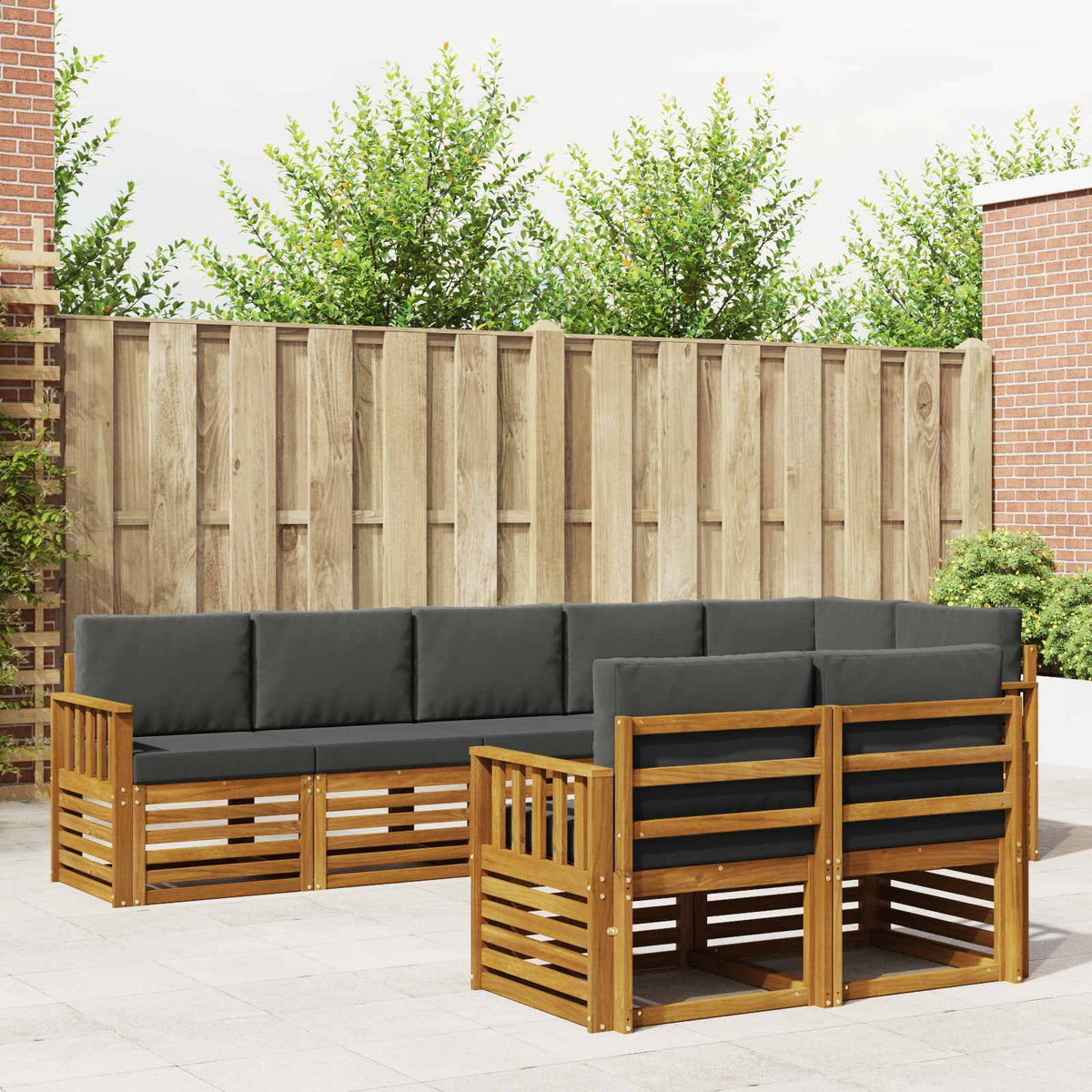 Sofa-Sets 8 pcs Natuurlijk en Antraciet Massief Acaciahout is nu te koop bij PeponiXL, paradijselijk wonen!