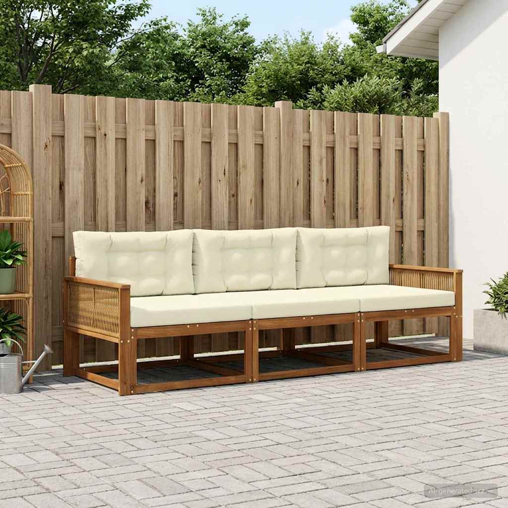 Buiten bankenset met kussen 3 pcs Natuurlijk en Crème is nu te koop bij PeponiXL, paradijselijk wonen!