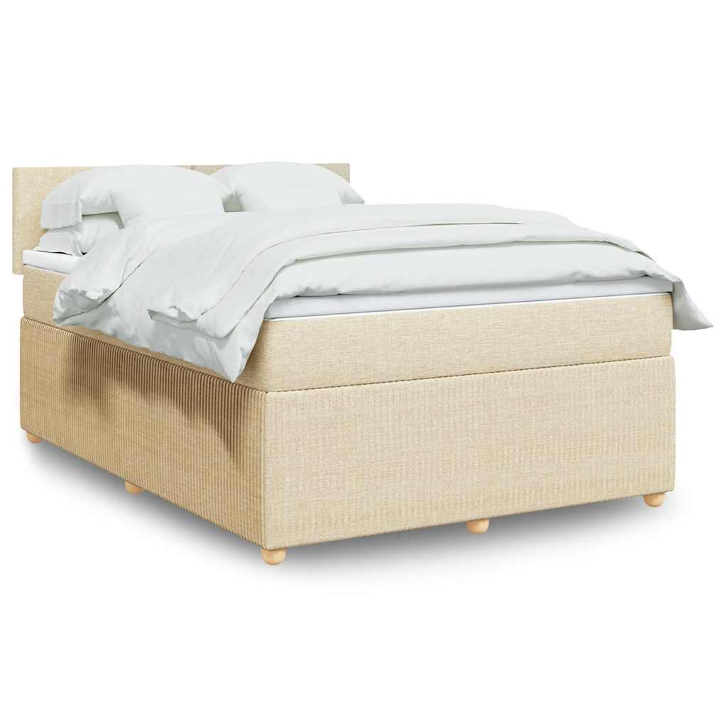 Boxspring met matras stof crèmekleurig 140x200 cm is nu te koop bij PeponiXL, paradijselijk wonen!