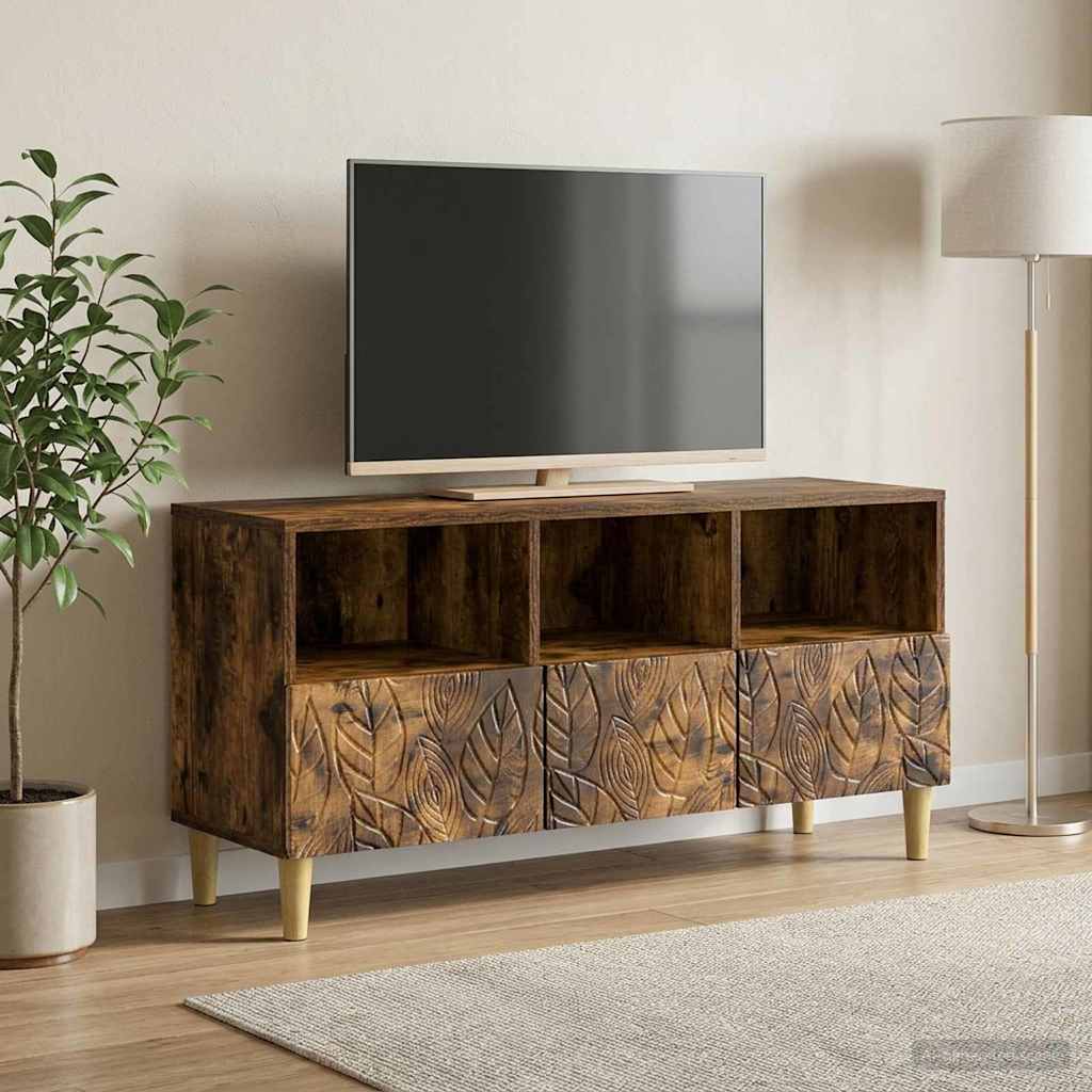 TV-kast 102 x 34,5 x 50 cm Gerookt eiken Bewerkt hout is nu te koop bij PeponiXL, paradijselijk wonen!