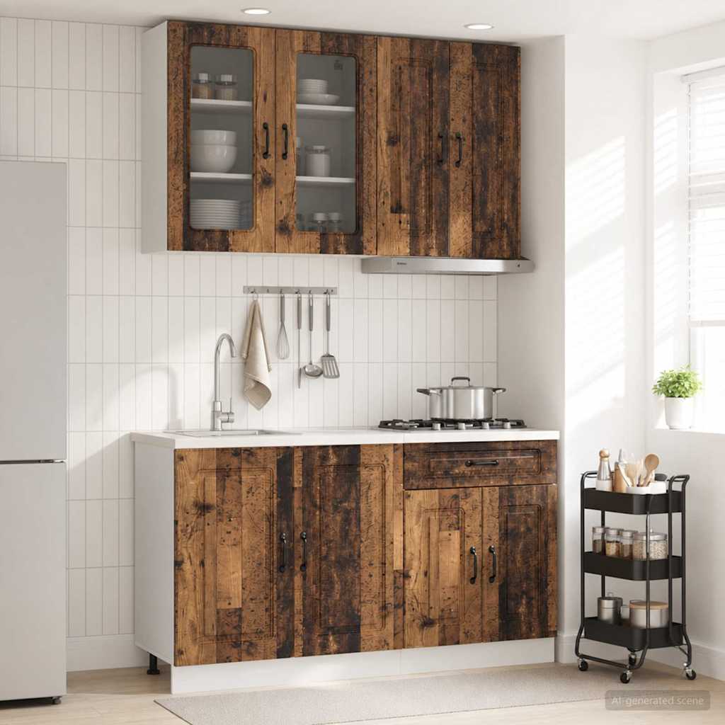 Keukenblok KALMAR 4 pcs Oud hout Bewerkt hout is nu te koop bij PeponiXL, paradijselijk wonen!