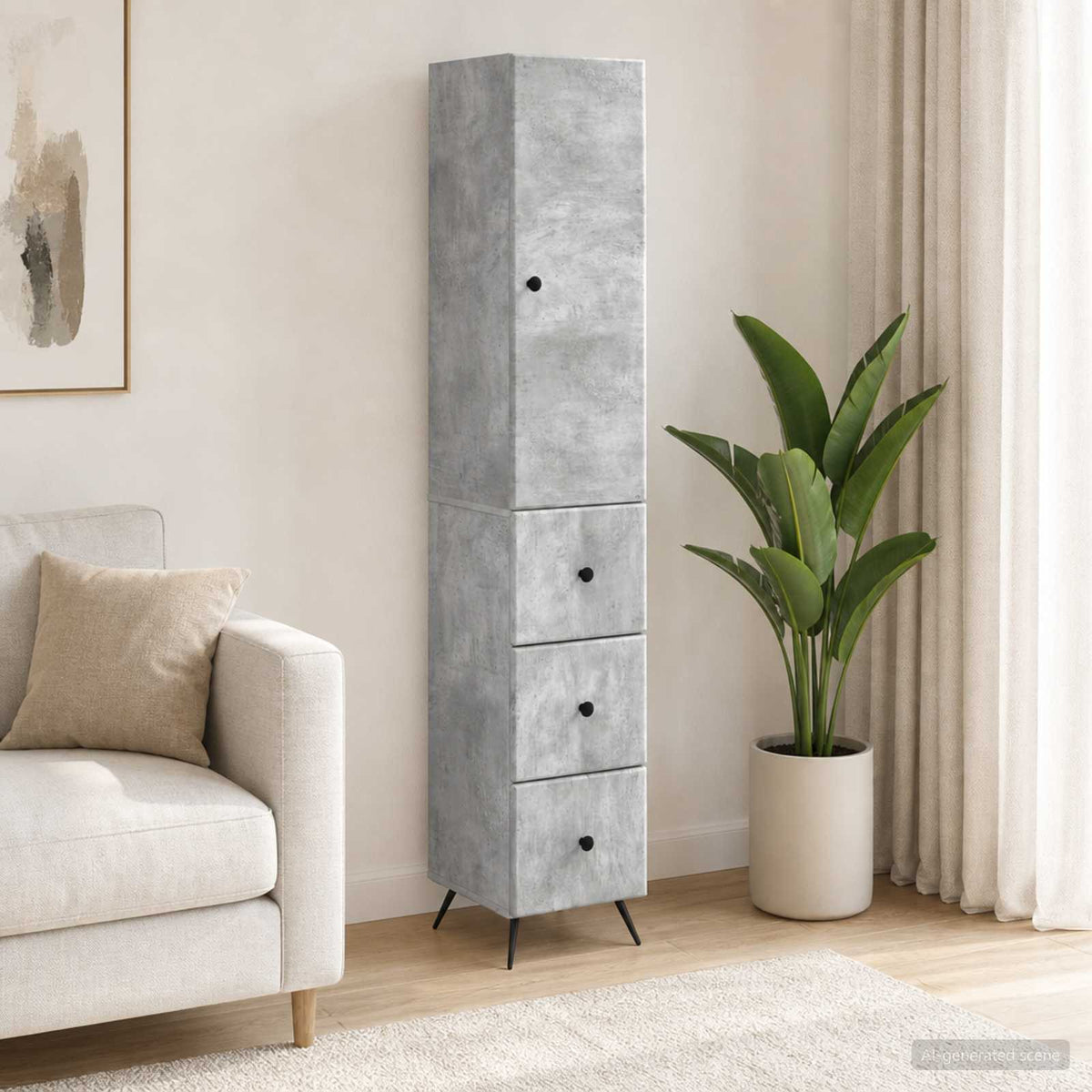 Kastenset 2 pcs Betongrijs 34,5 x 34,5 x 90 cm Bewerkt hout is nu te koop bij PeponiXL, paradijselijk wonen!