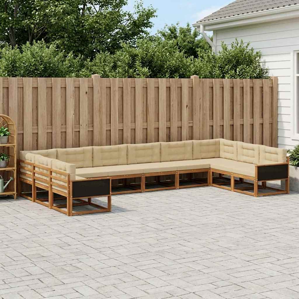 Buiten bankenset met kussen 10 pcs Natuurlijk en Beige is nu te koop bij PeponiXL, paradijselijk wonen!