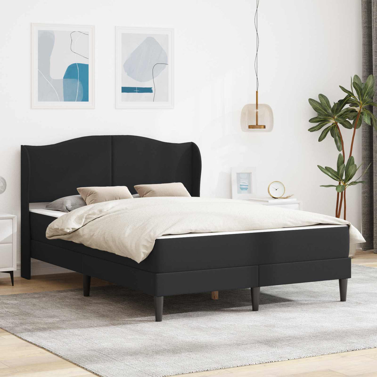 Bedframe met hoofdeinde Zwart 120 x 200 cm Kunstleer is nu te koop bij PeponiXL, paradijselijk wonen!