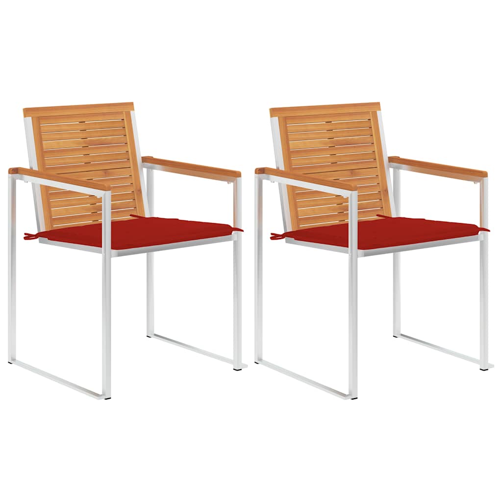 Tuinstoelen 2 st met kussens massief acaciahout en staal is nu te koop bij PeponiXL, paradijselijk wonen!