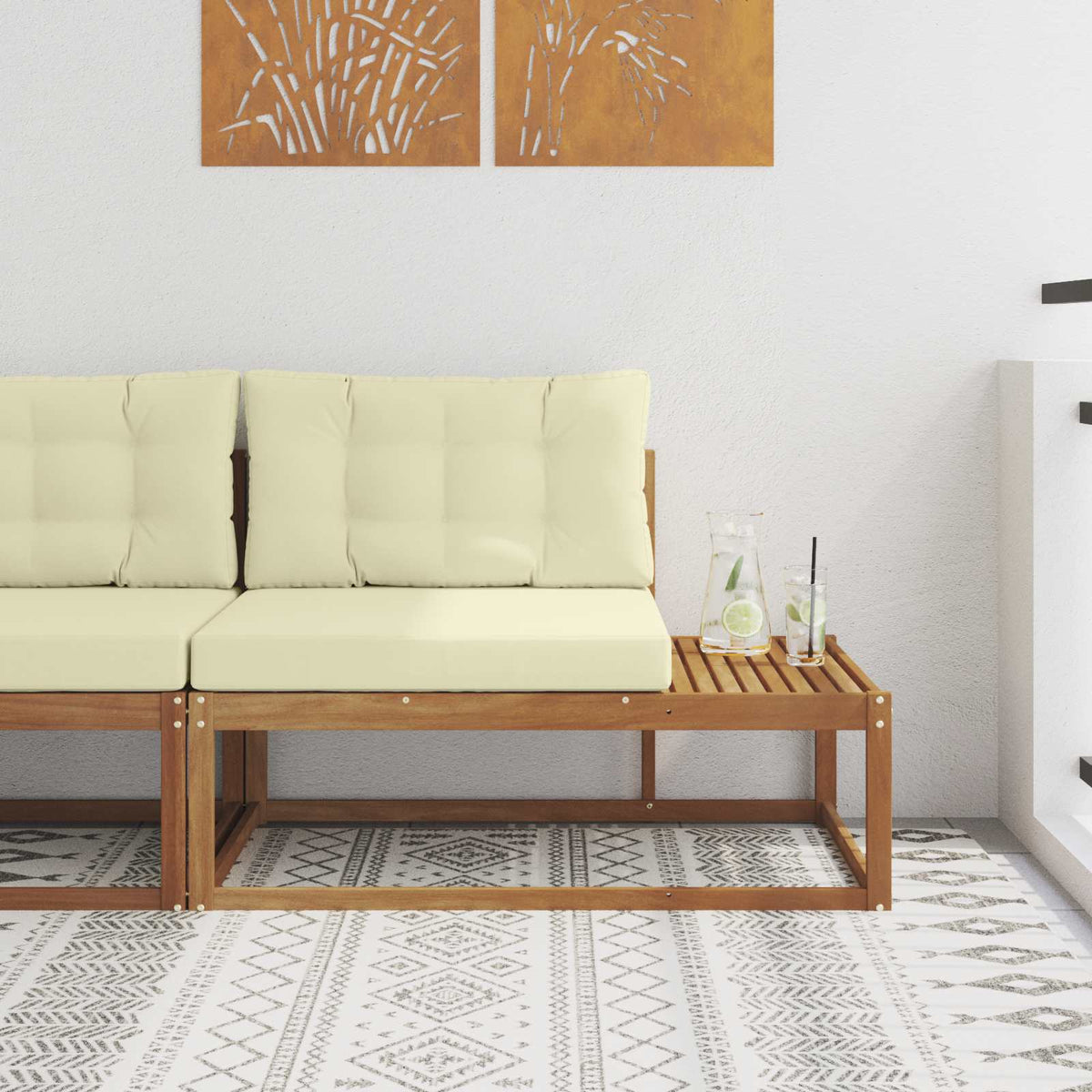 Buiten Eindbank met kussen Naturel 115 x 83 x 73 cm is nu te koop bij PeponiXL, paradijselijk wonen!