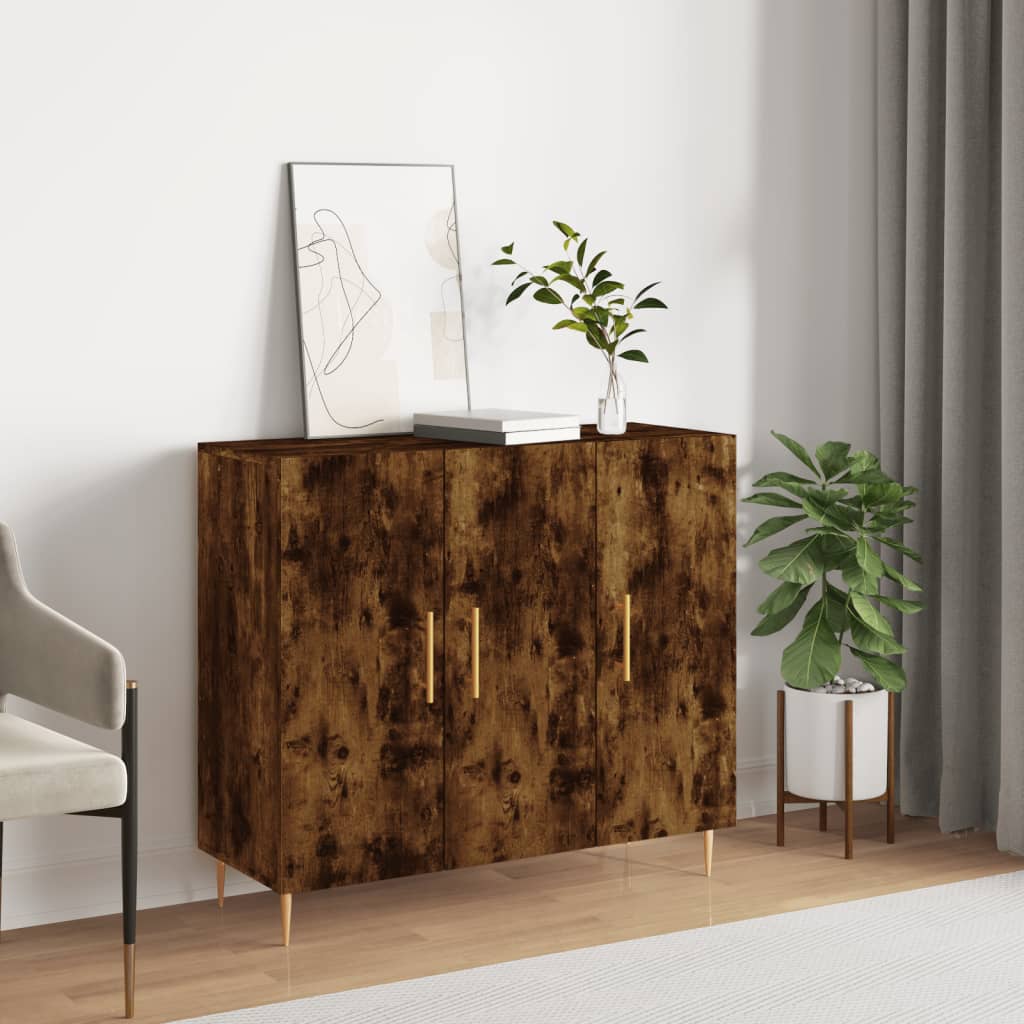 Dressoir 90x34x80 cm bewerkt hout gerookt eikenkleurig is nu te koop bij PeponiXL, paradijselijk wonen!