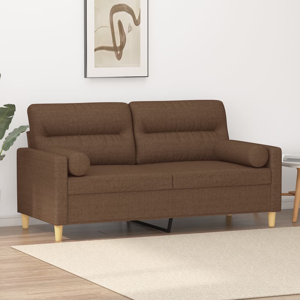 Tweezitsbank met sierkussens 140 cm stof bruin is nu te koop bij PeponiXL, paradijselijk wonen!