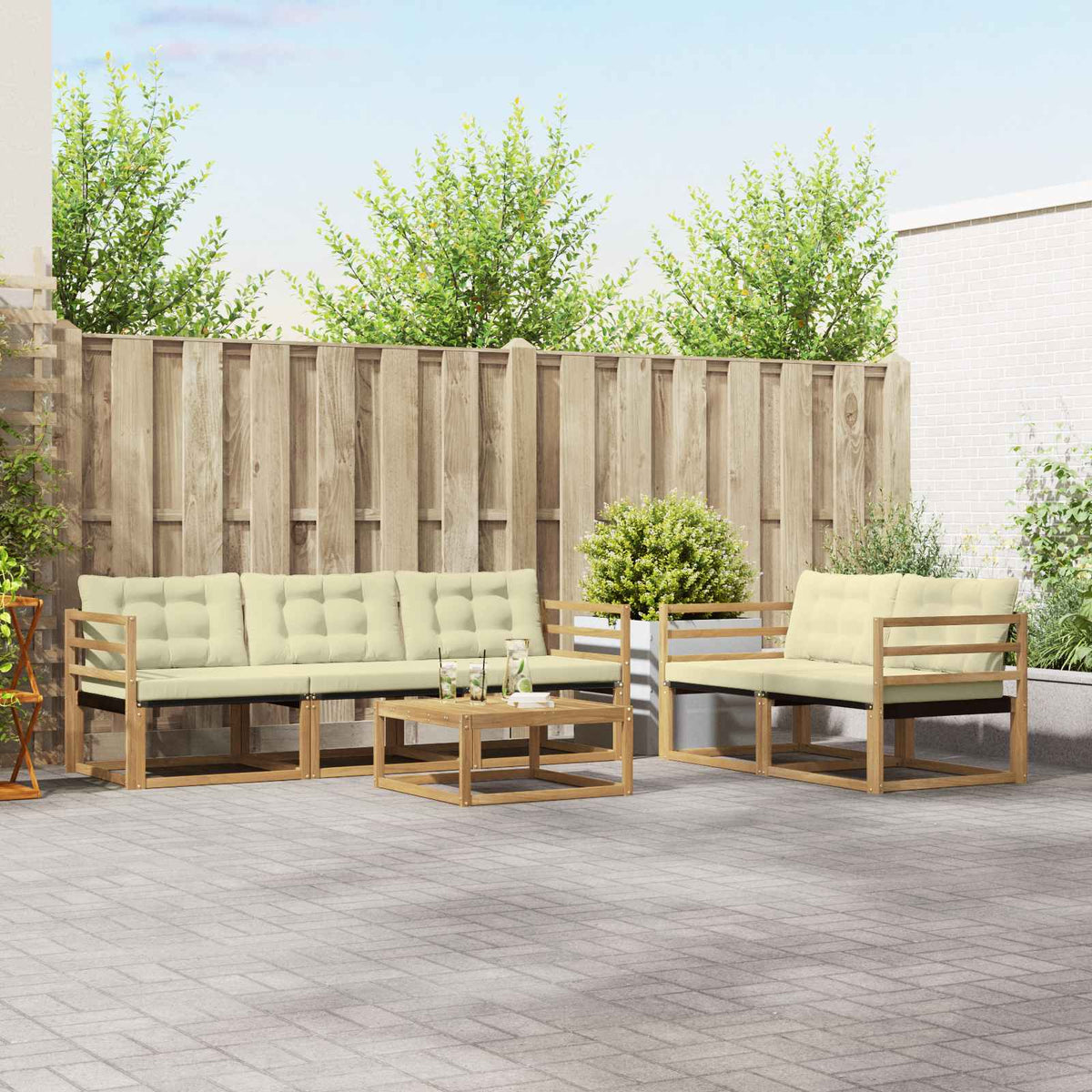 Buiten bankenset 6 pcs Wit en crèmekleurig 79 x 79 x 37 cm is nu te koop bij PeponiXL, paradijselijk wonen!