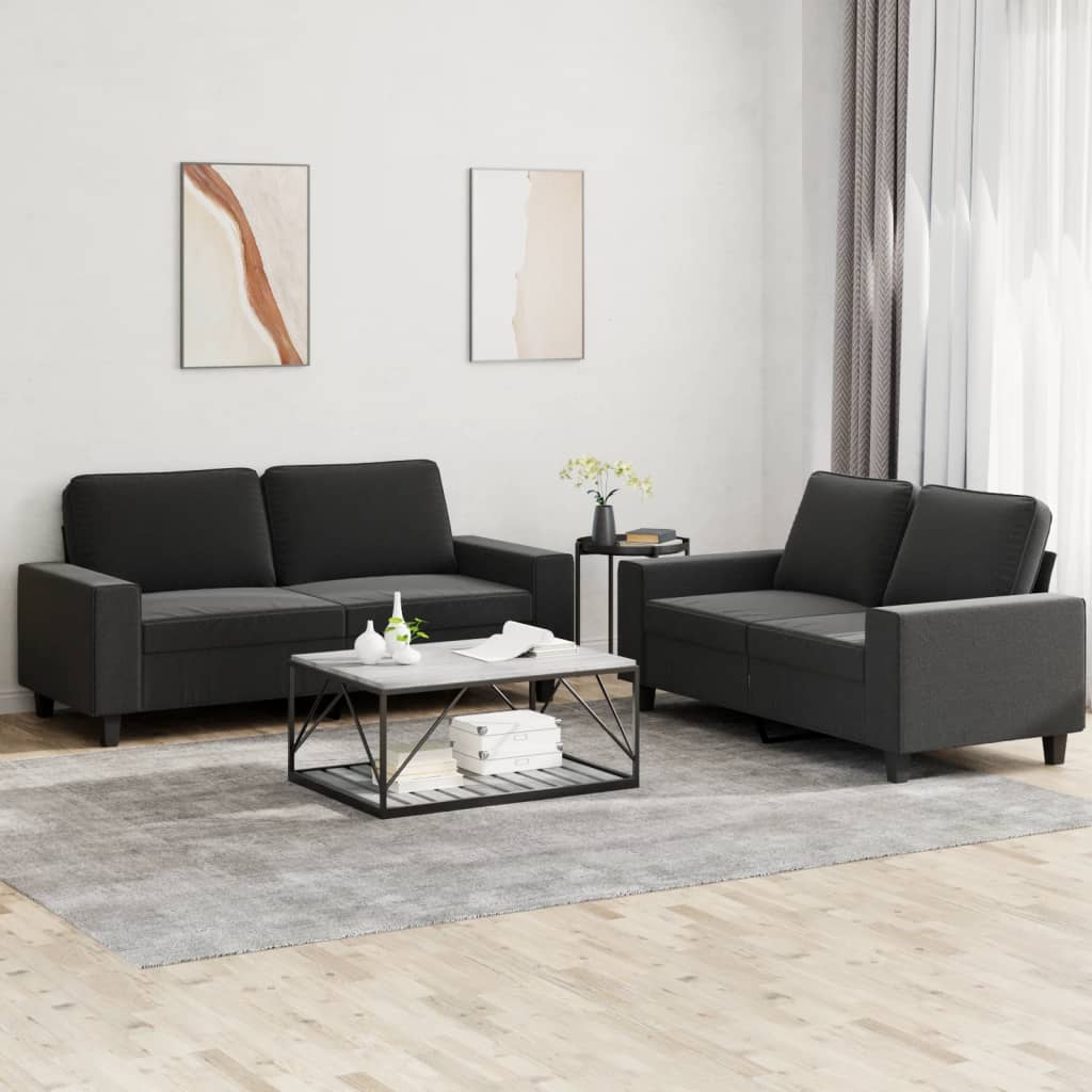 2-delige Loungeset stof zwart is nu te koop bij PeponiXL, paradijselijk wonen!
