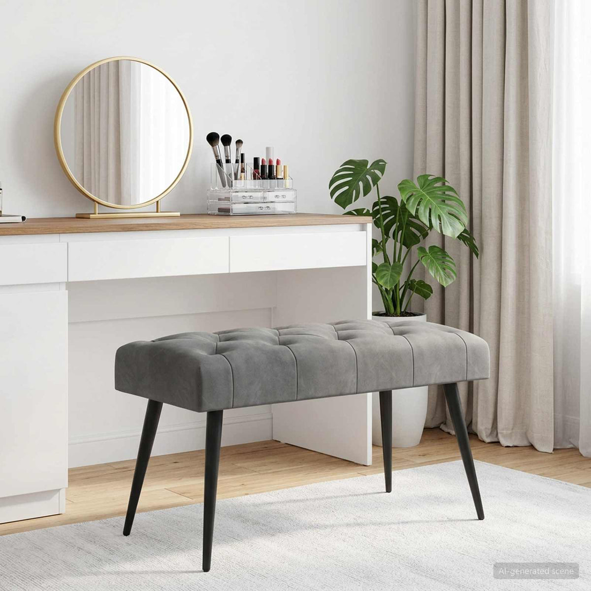 Bank met knoopverstelling Donkergrijs 80 x 40 x 46 cm Fluweel is nu te koop bij PeponiXL, paradijselijk wonen!
