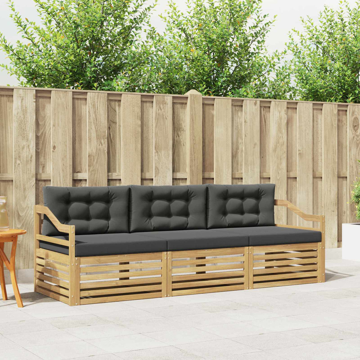 Buiten bankenset 3 pcs Wit en antracietkleurig Polyester is nu te koop bij PeponiXL, paradijselijk wonen!