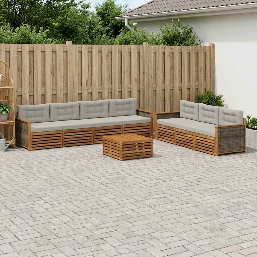 Buiten bankenset met kussen 8 pcs Naturel en lichtgrijs is nu te koop bij PeponiXL, paradijselijk wonen!