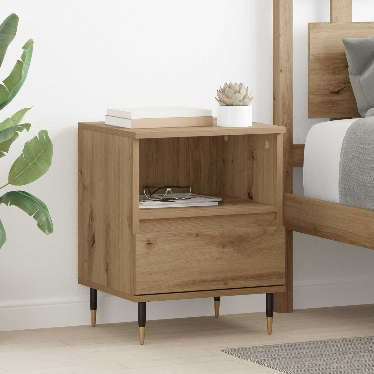 Nachtkastje Artisan Eiken 40 x 35 x 50 cm Bewerkt hout is nu te koop bij PeponiXL, paradijselijk wonen!