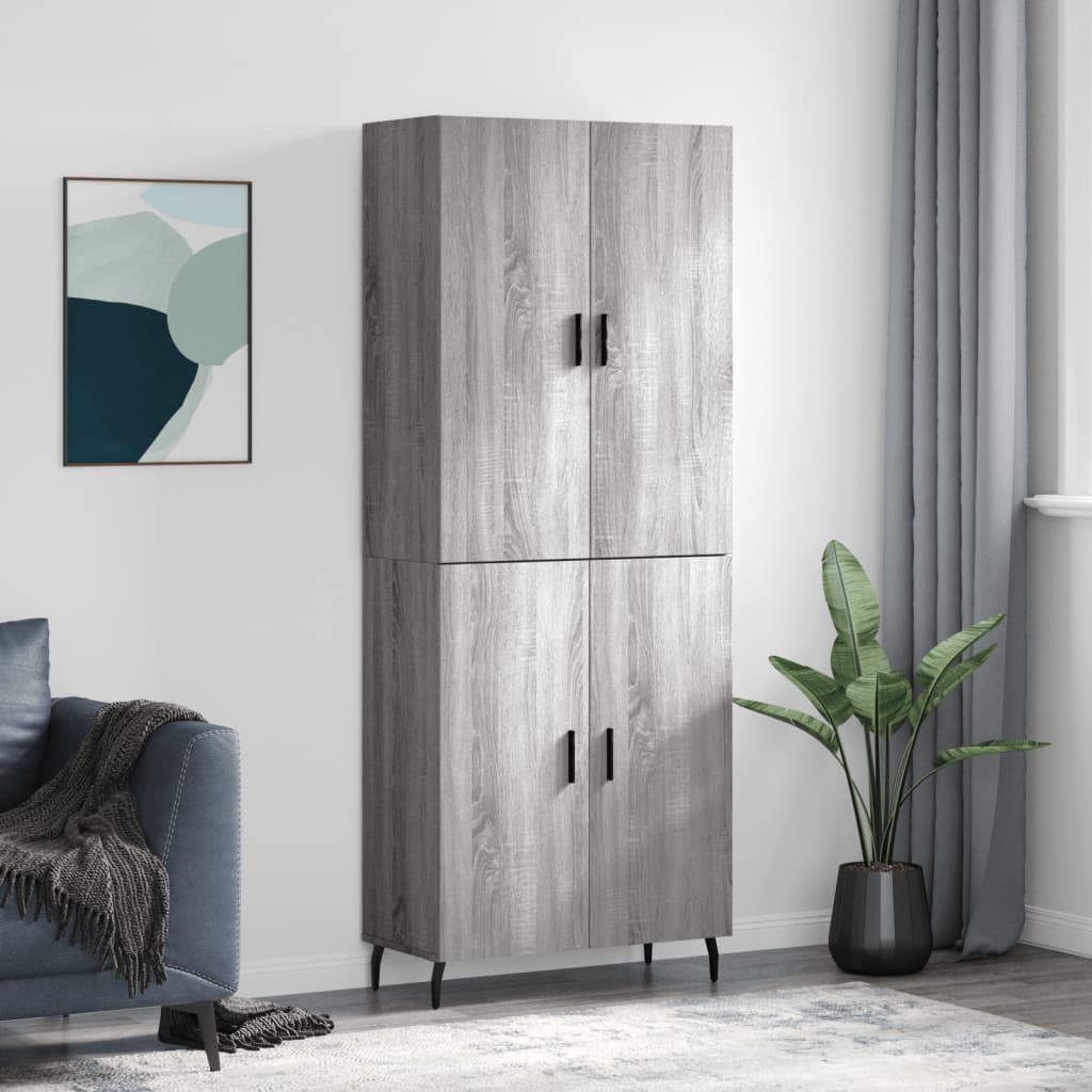 Hoge kast 69,5x34x180 cm bewerkt hout grijs sonoma eikenkleurig is nu te koop bij PeponiXL, paradijselijk wonen!
