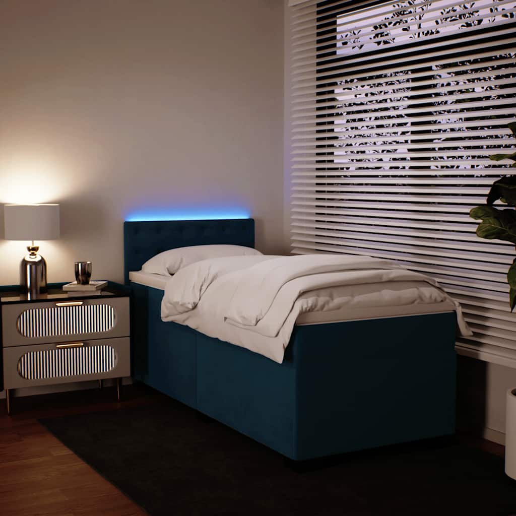 Boxspring met matras fluweel blauw 80x200 cm is nu te koop bij PeponiXL, paradijselijk wonen!