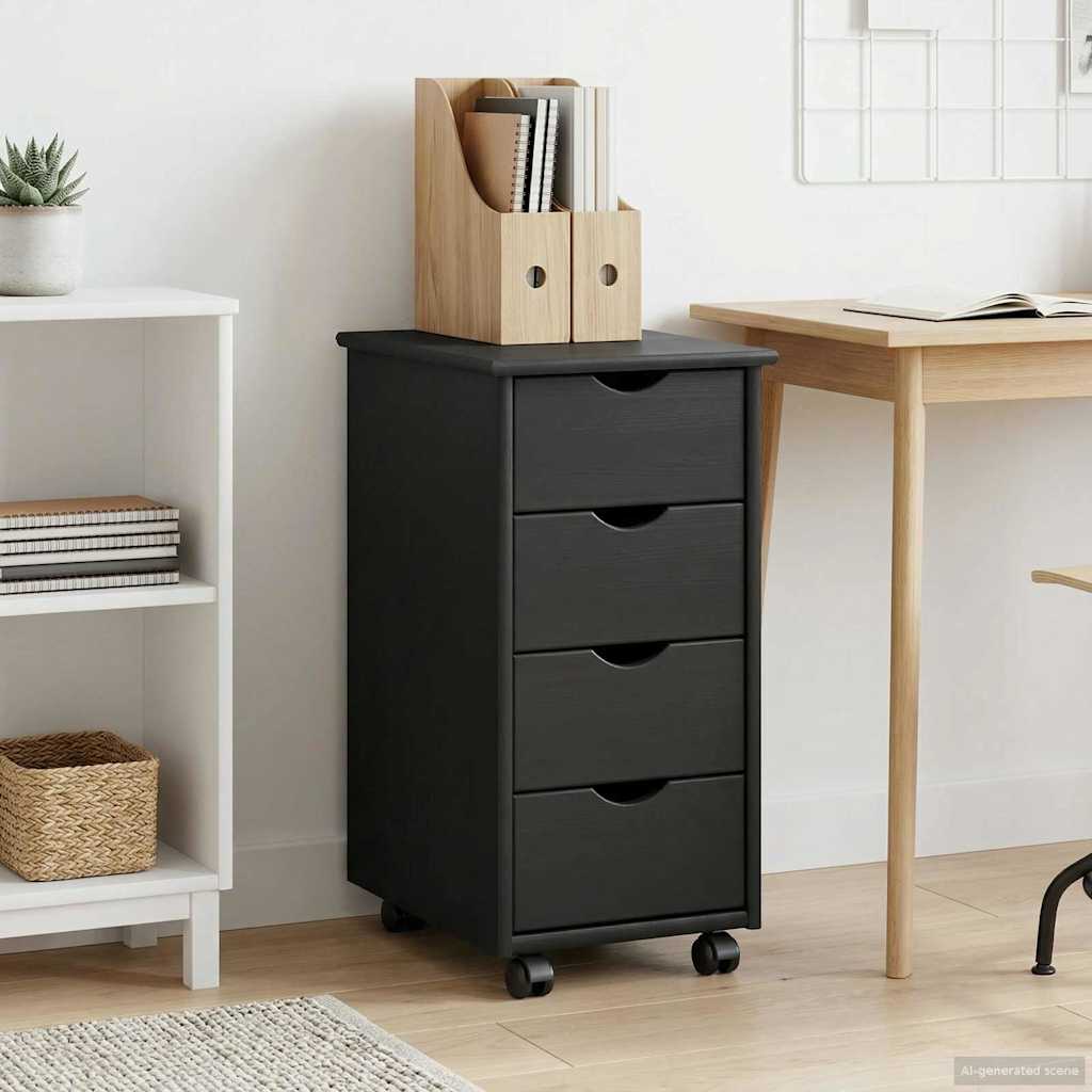 Rolling Kast met wiel Grijs 34 x 39 x 65,5 cm Massief Vurenhout is nu te koop bij PeponiXL, paradijselijk wonen!