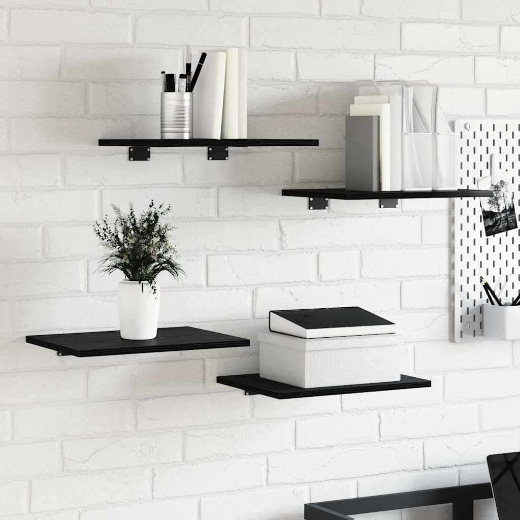 Boekenplank Bord 4 pcs Zwart 40 x 30 x 1,5 cm Bewerkt hout is nu te koop bij PeponiXL, paradijselijk wonen!