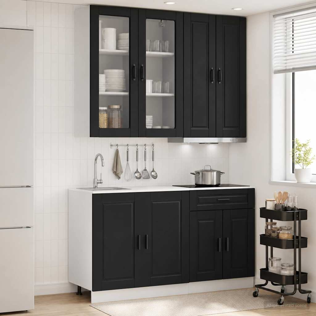 Keukenblok PORTO 4 pcs Zwart Bewerkt hout is nu te koop bij PeponiXL, paradijselijk wonen!