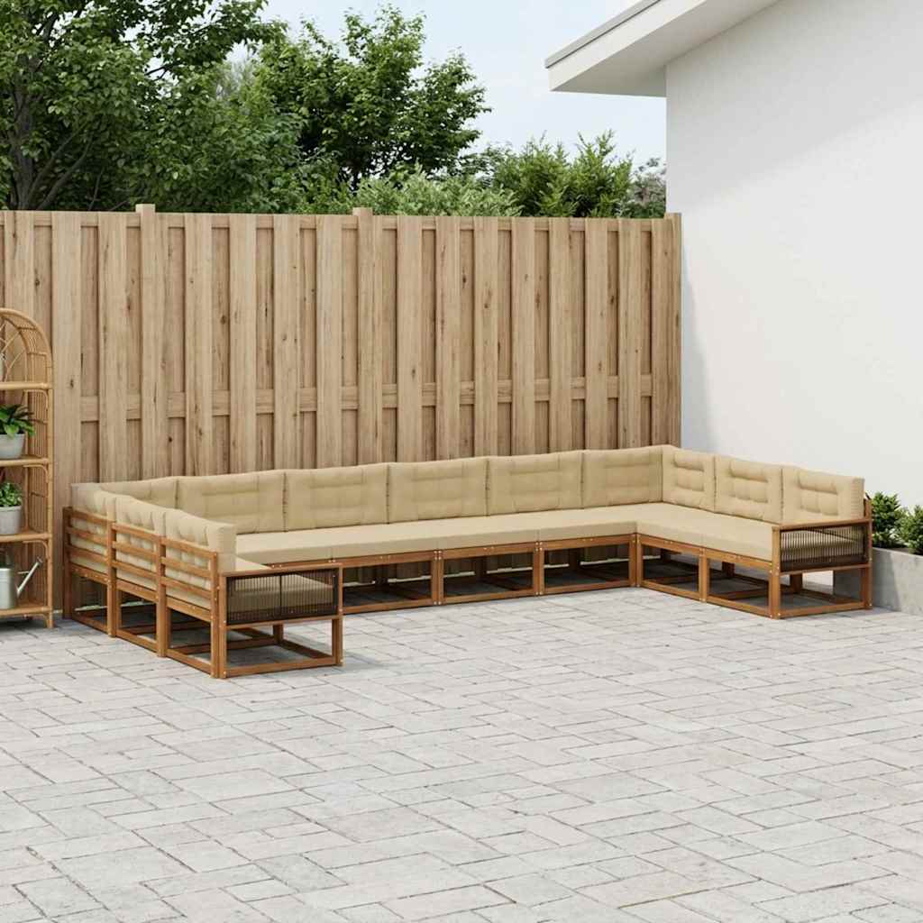 Buiten bankenset met kussen 10 pcs Natuurlijk en Beige is nu te koop bij PeponiXL, paradijselijk wonen!