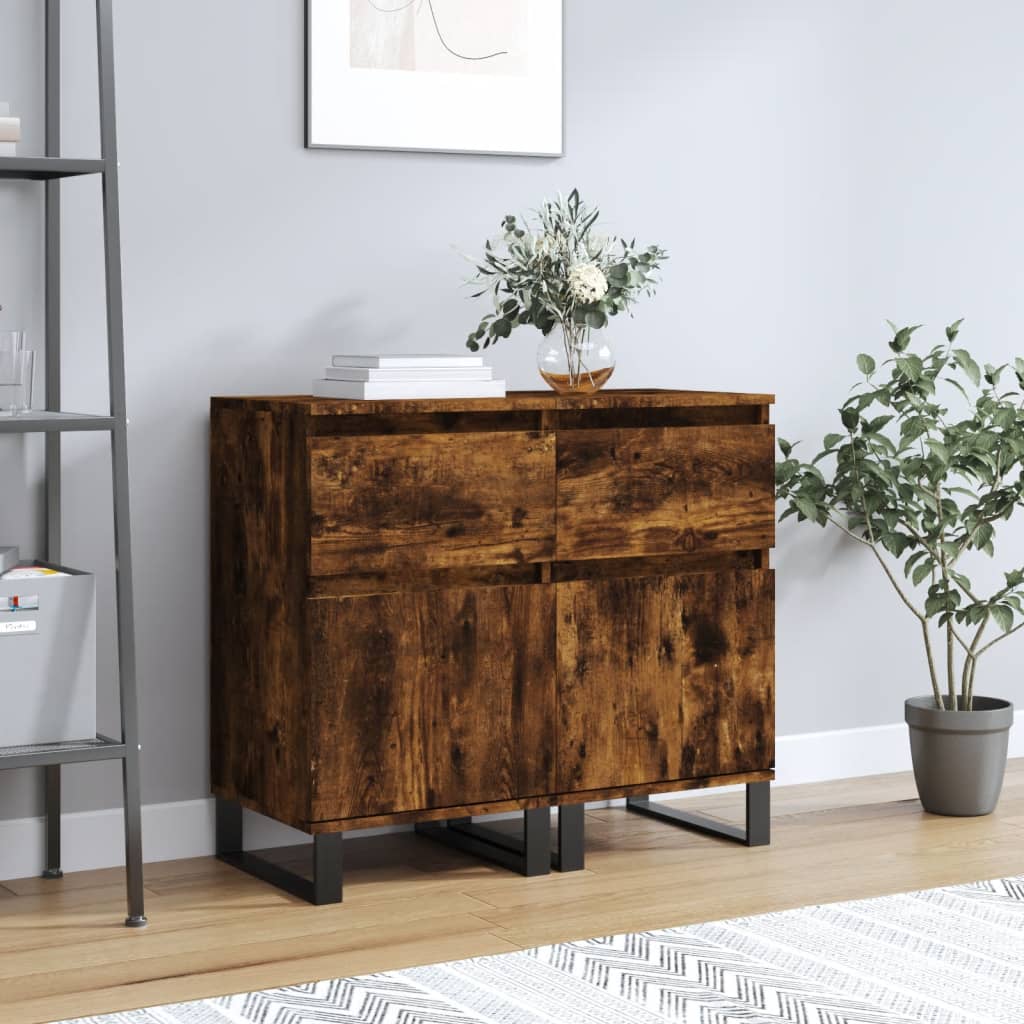 Dressoirs 2 st 40x35x70 cm bewerkt hout gerookt eikenkleurig is nu te koop bij PeponiXL, paradijselijk wonen!