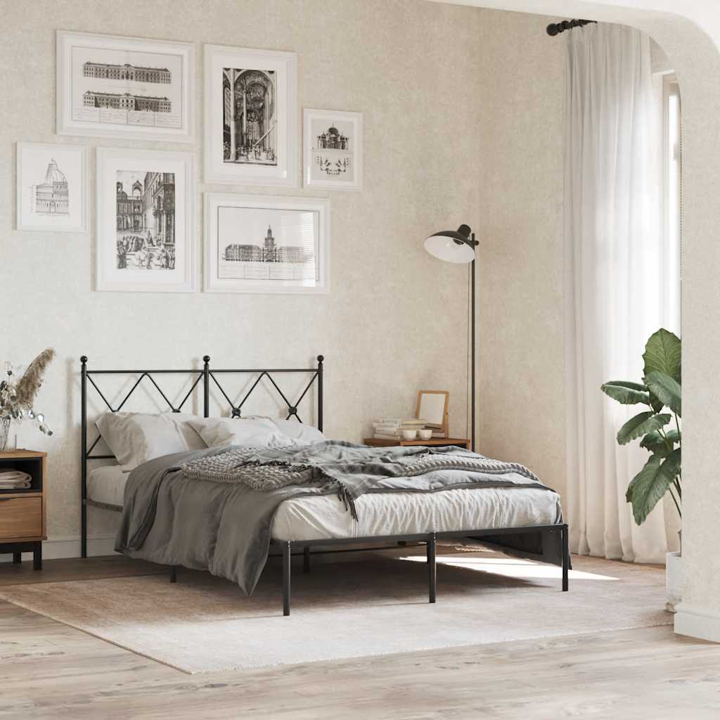 Bedframe met hoofdbord metaal zwart 120x200 cm is nu te koop bij PeponiXL, paradijselijk wonen!