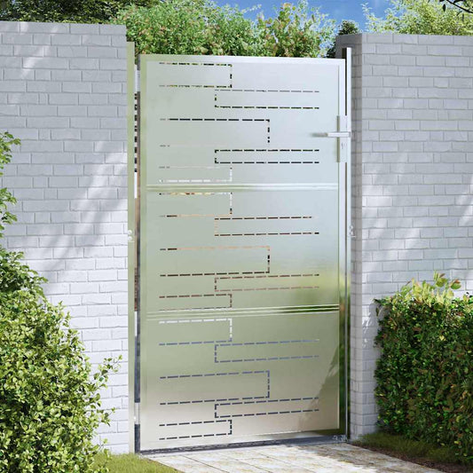 Tuinpoort 85 x 144 cm Roestvrij staal zilver Vergrendelbaar is nu te koop bij PeponiXL, paradijselijk wonen!