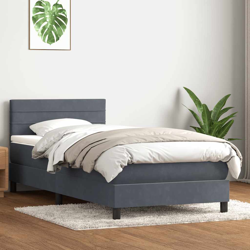 Boxspring met matras fluweel donkergrijs 80x210 cm is nu te koop bij PeponiXL, paradijselijk wonen!