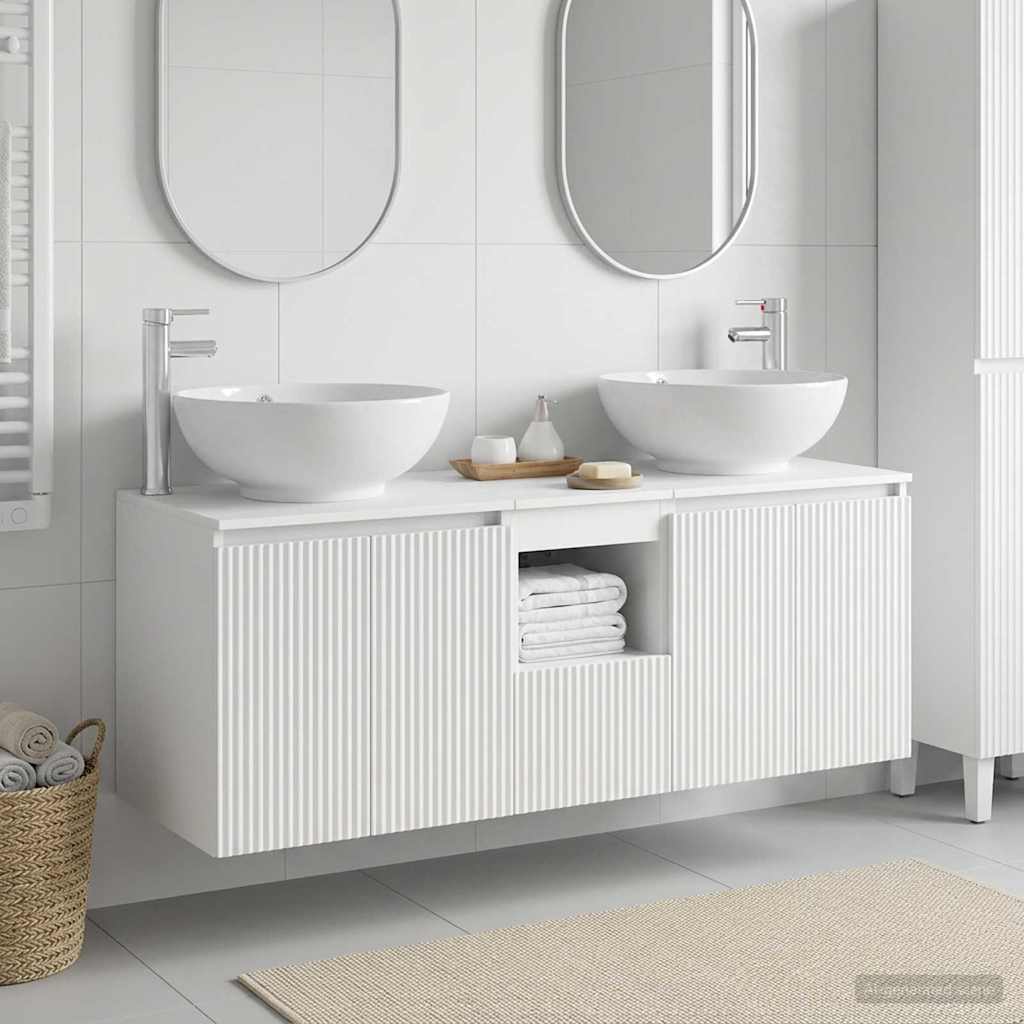 Badkamerkastenset 3 st Wit 49,5 x 44,5 x 65 cm Bewerkt hout is nu te koop bij PeponiXL, paradijselijk wonen!