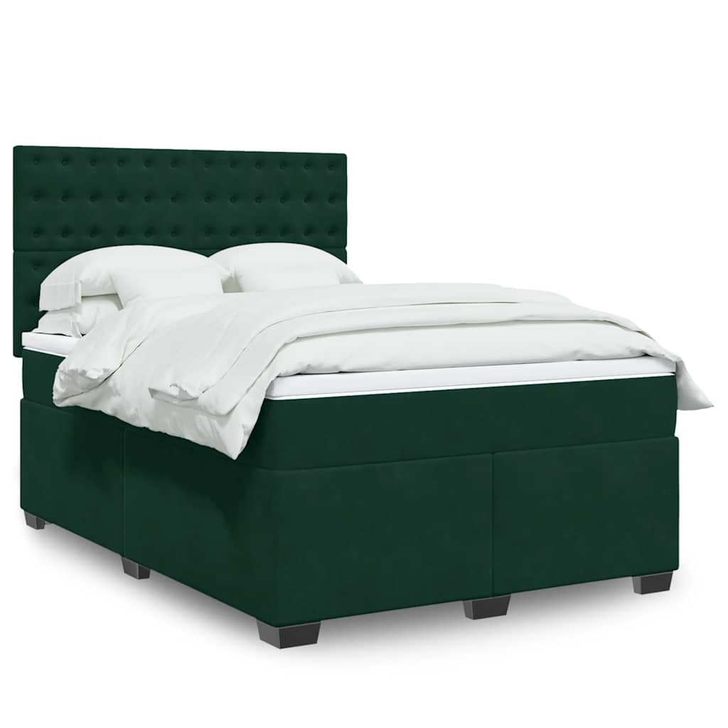 Boxspring met matras fluweel donkergroen 140x190 cm is nu te koop bij PeponiXL, paradijselijk wonen!