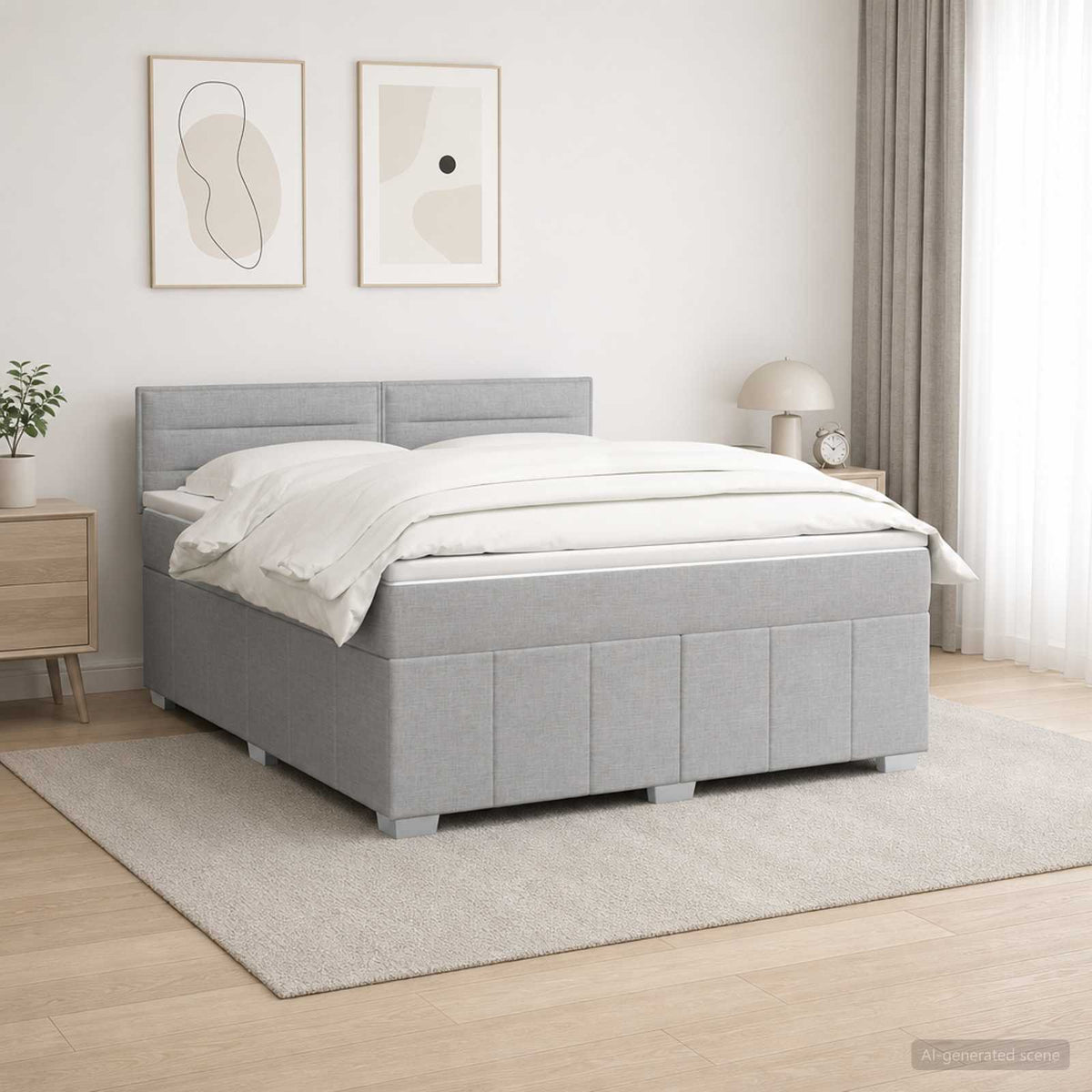Boxspringbed met matras Lichtgrijs 140 x 200 cm Stof is nu te koop bij PeponiXL, paradijselijk wonen!