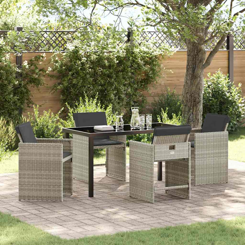 Tuin eettafelset 5 pcs Lichtgrijs poly rattan is nu te koop bij PeponiXL, paradijselijk wonen!