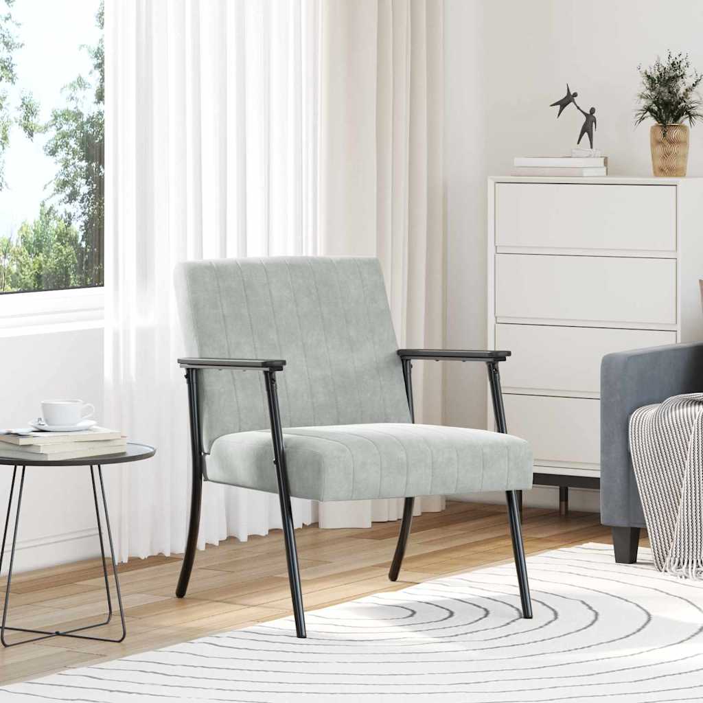 Fauteuil Lichtgrijs 59 x 75 x 78 cm Fluweel is nu te koop bij PeponiXL, paradijselijk wonen!