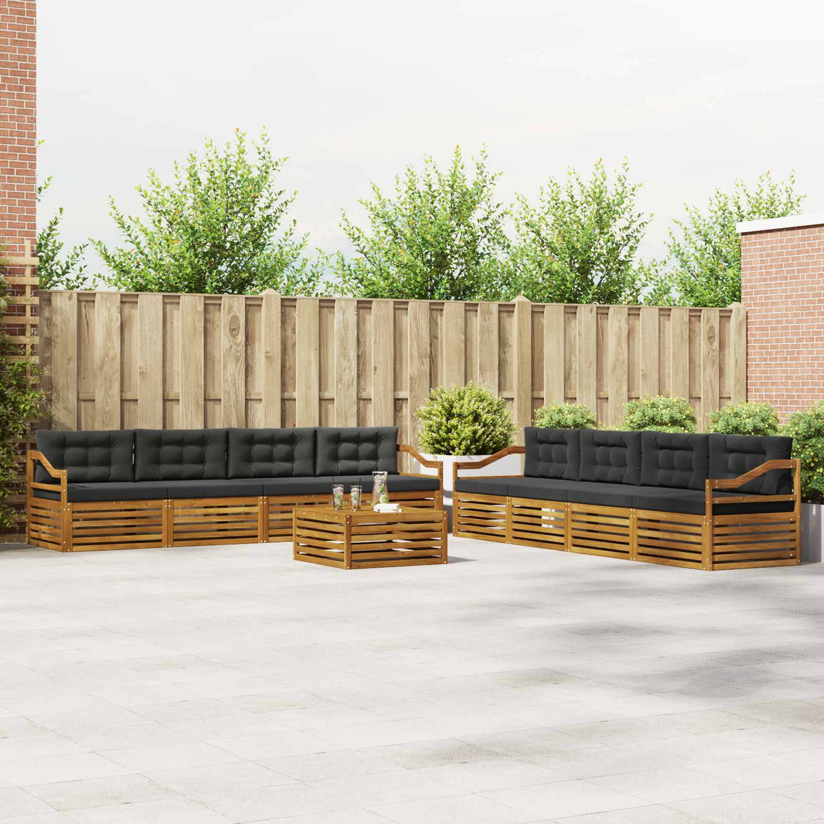Buiten bankenset met kussen 9 pcs Natuurlijk en Antraciet is nu te koop bij PeponiXL, paradijselijk wonen!