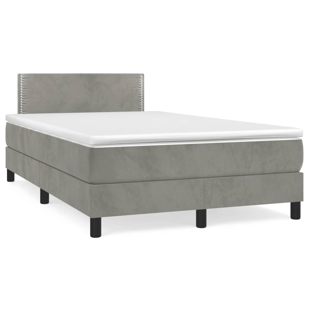 Boxspring met matras fluweel lichtgrijs 120x190 cm is nu te koop bij PeponiXL, paradijselijk wonen!