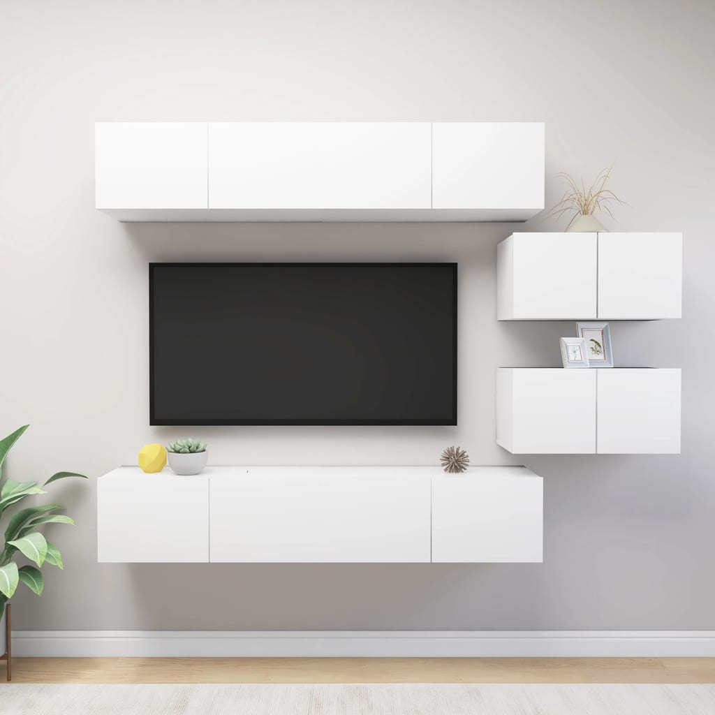 6-delige Tv-meubelset spaanplaat wit is nu te koop bij PeponiXL, paradijselijk wonen!